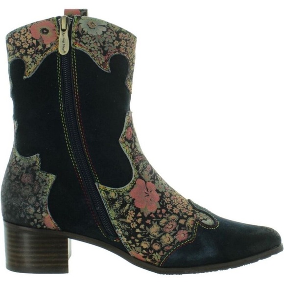 L'Artiste by Spring Step Lady Luck Shine Suede Boot Navy Multi Women 10.5 NWOB - Picture 2 of 10